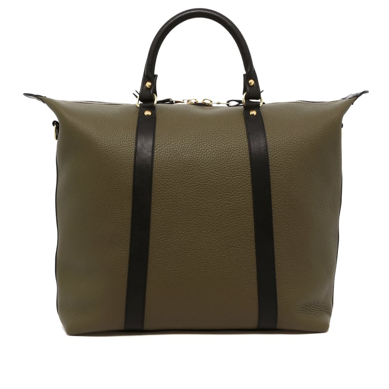 Hampton Tote - Light Military/Black - Taurillon Leather in 