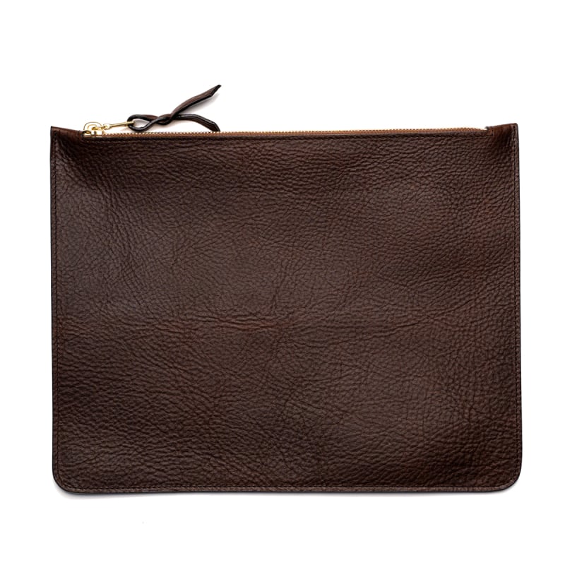 Large Leather Pouch - Pinecone - Oiled Pebbled Leather  in 