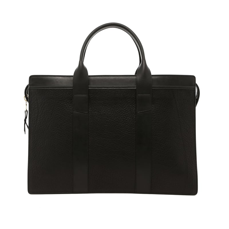 Double Zip-Top - Black/Black - Pebbled Leather  in 