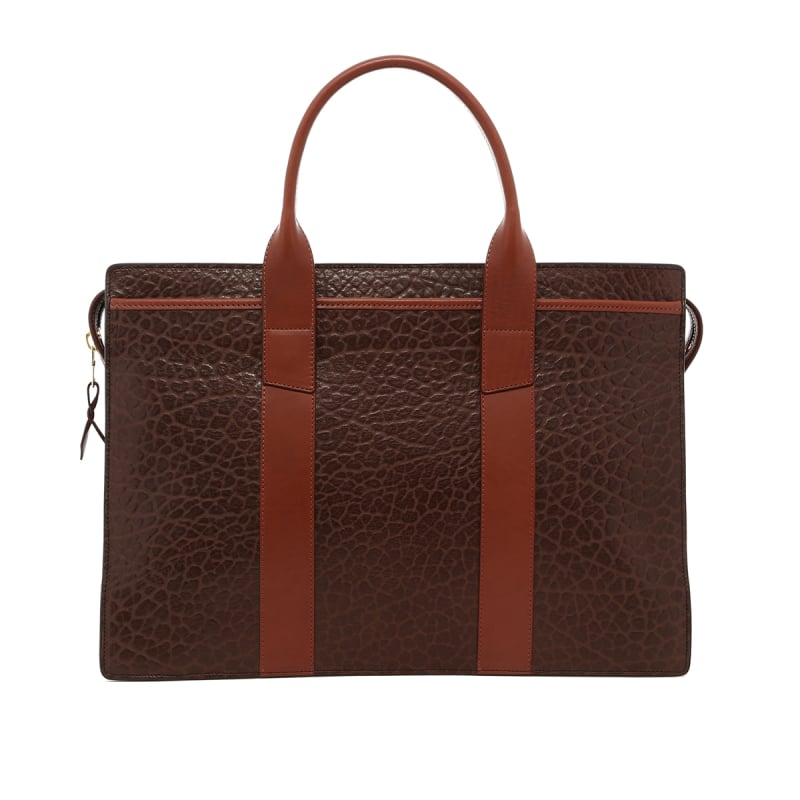 Double Zip-Top - Briefcase Chocolate/Chestnut - Shrunken Trim  in 