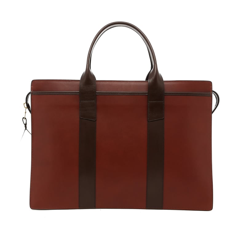 Double Zip-Top - Chestnut/Java - Belting Leather  in 