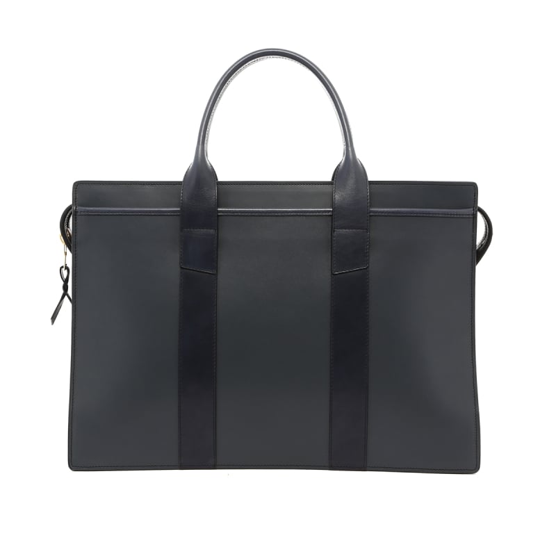 Double Zip-Top - Grey/Blue - Belting Leather in 