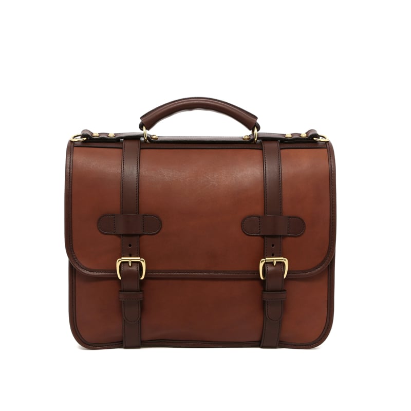 English Satchel - Matte Light Brown/Chocolate - Belting Trim in 