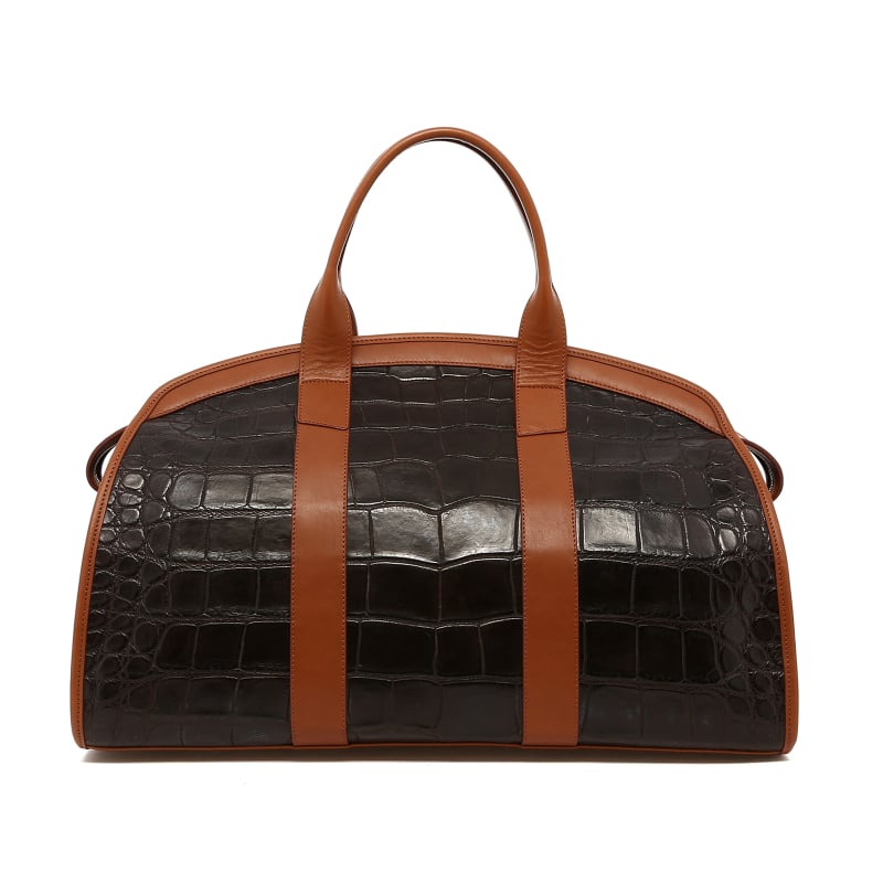 Alligator Aiden Duffle - Chocolate/Cognac - Large Scales in 