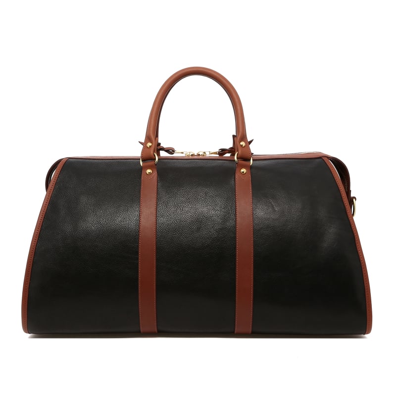 Hampton Duffle - Black/Chestnut - Tumbled Leather - Turquoise Interior  in 
