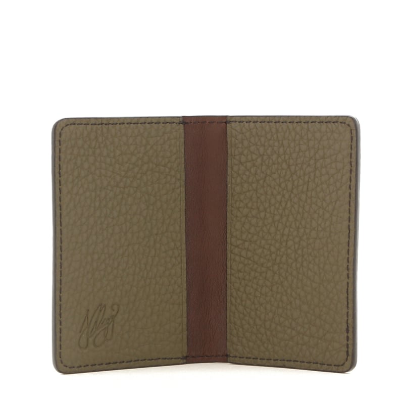 Folding Card Case - Forest/Chocolate Interior - Taurillon Leather in 