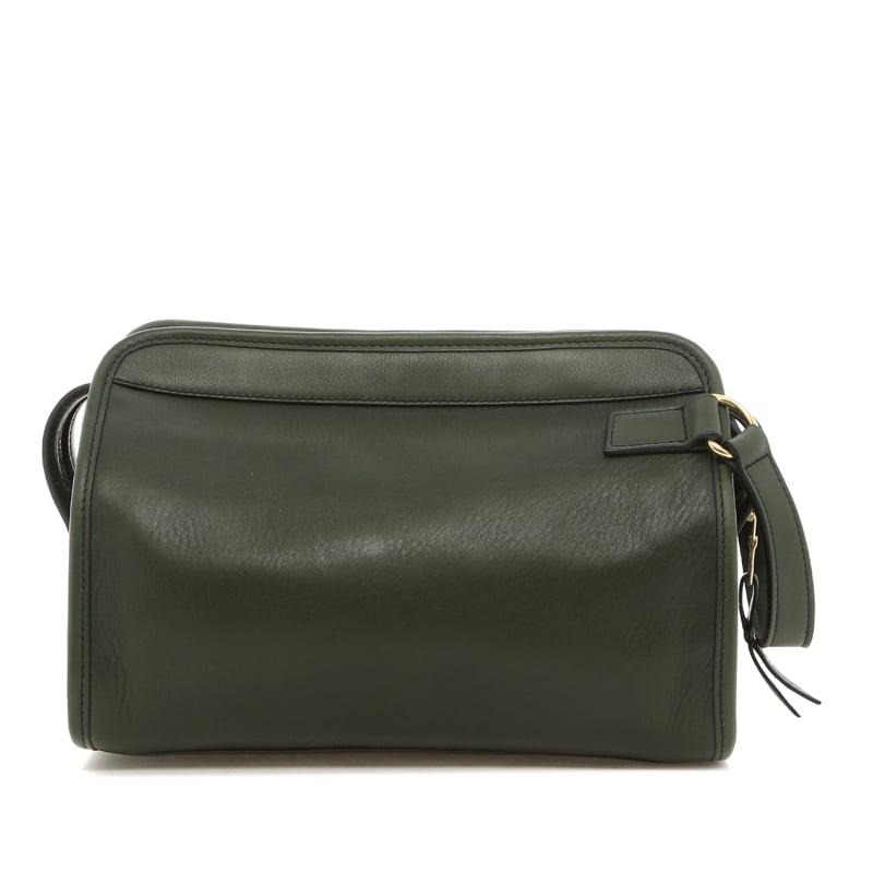 Large Travel Kit - Green - Tumbled Leather - Logo Red Sunbrella  in 