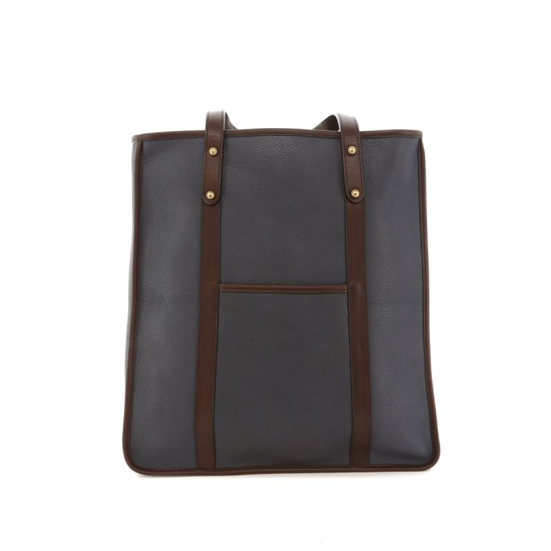 Market Tote - Bluestone/Chocolate - Goatskin in 
