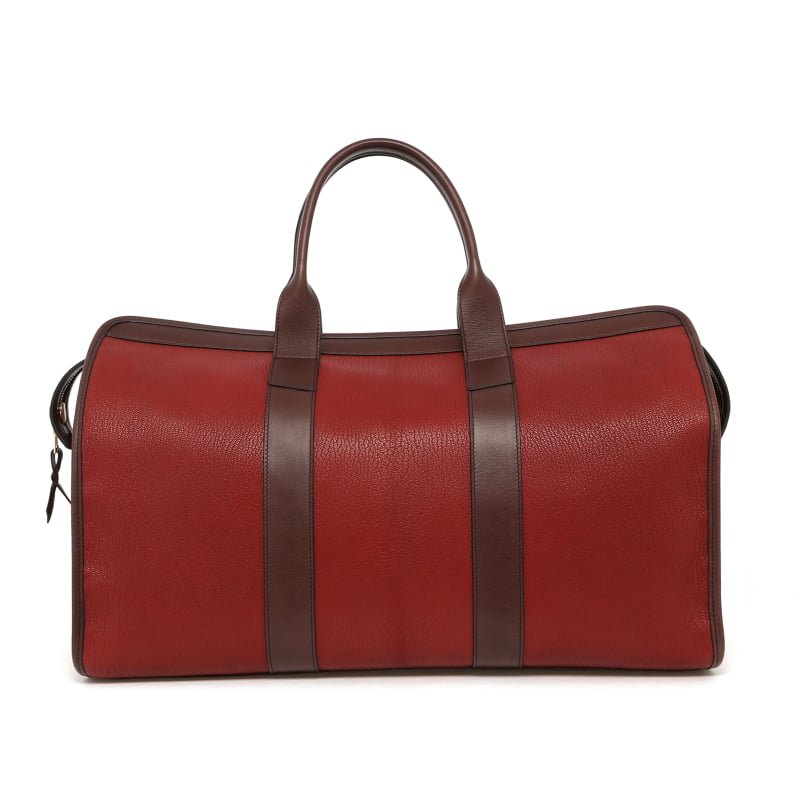 Signature Travel Duffle - Berry/Chocolate - Goatskin - Tumbled Trim in 