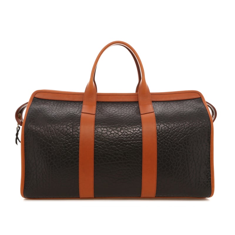 Signature Travel Duffle - Black/Cognac - Shrunken Grain Leather -  Capri Sunbrella
 in 