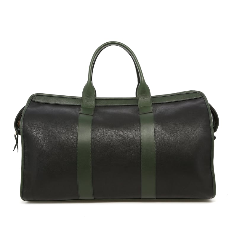Signature Travel Duffle - Black/Green/Brown - Tumbled Leather / Nubuck - Burgundy Sunbrella 
 in 