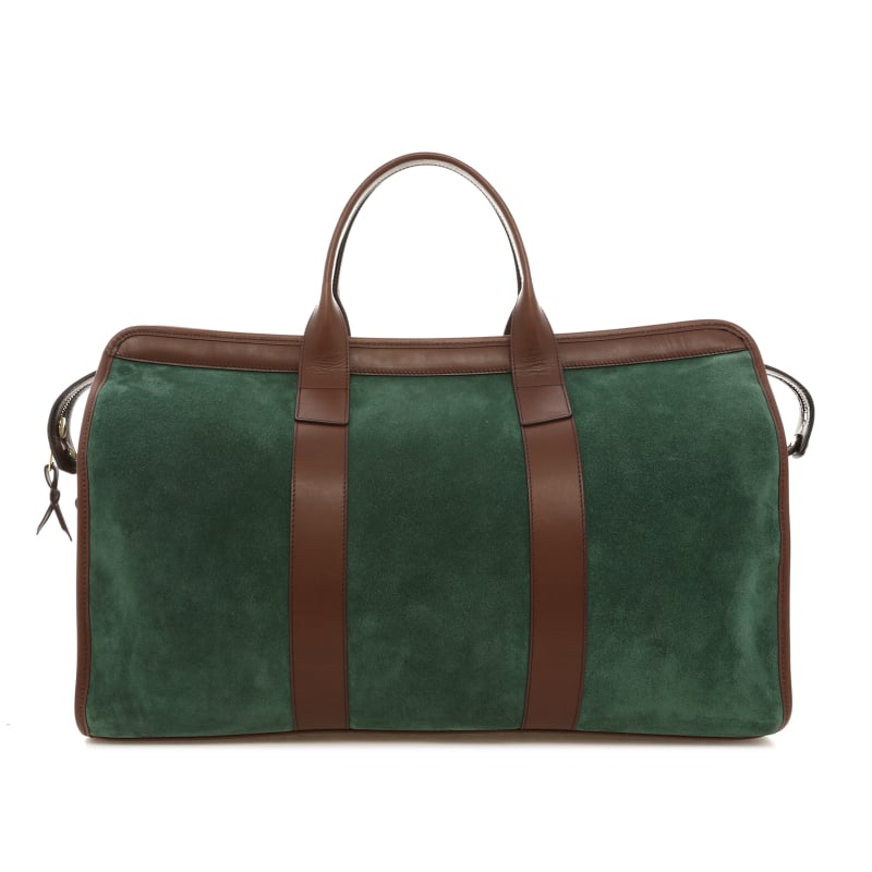 Signature Travel Duffle - Evergreen/Chocolate - Suede - Royal Blue Sunbrella in 