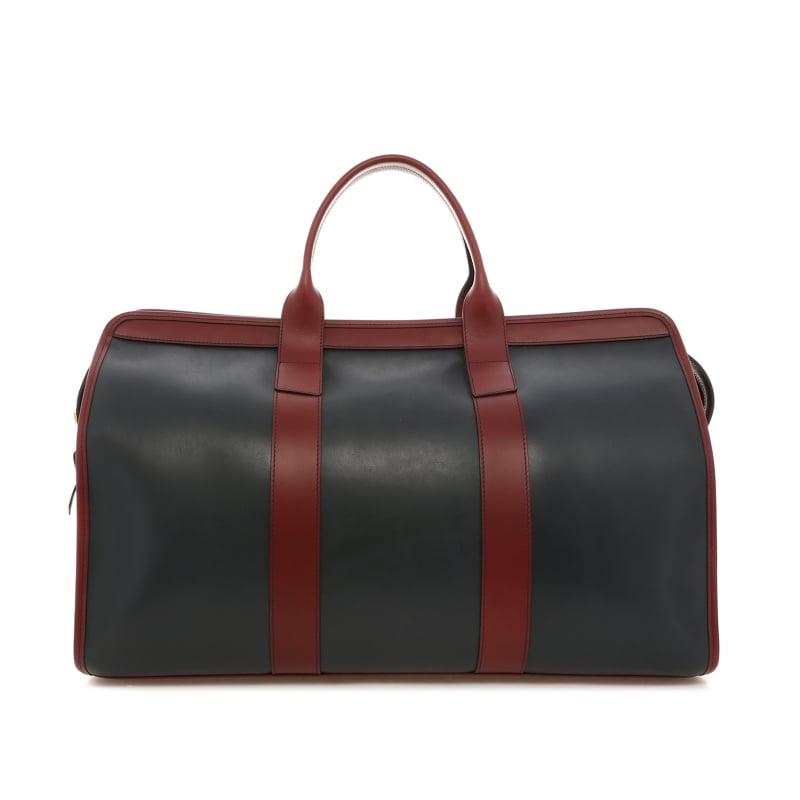 Signature Travel Duffle - Navy/Burgundy - Harness Leather - Tweed Sunbrella  in 