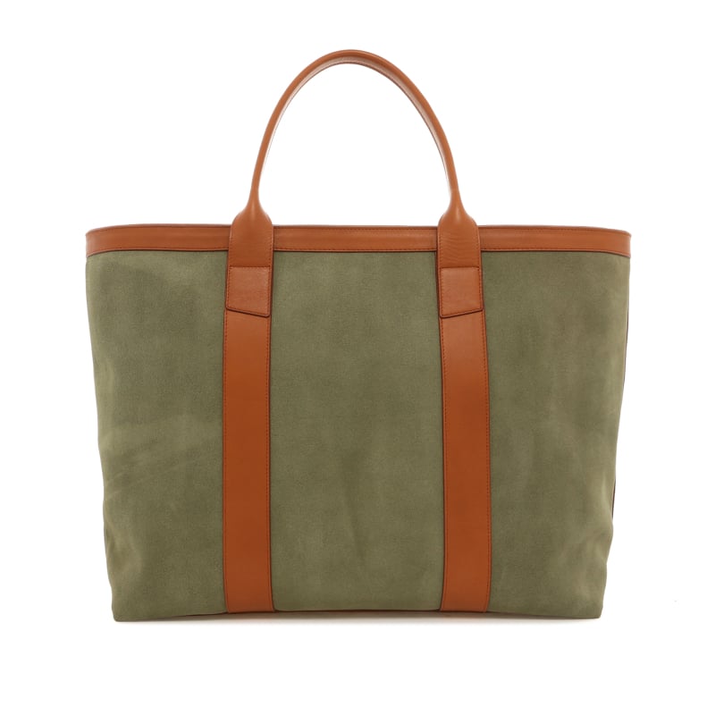 Signature Working Tote - Mint/Cognac - Suede - Orange Sunbrella
 in 