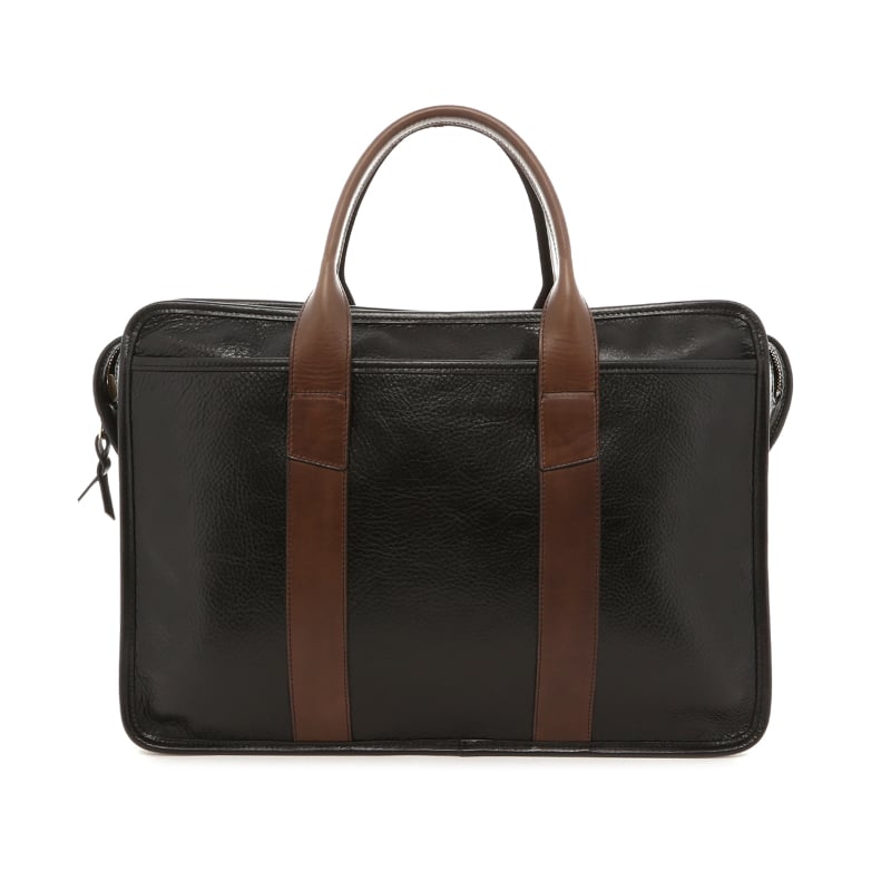 Bound Edge Zip-Top Briefcase - Black/Cub- Glazed Pebbled
 in 