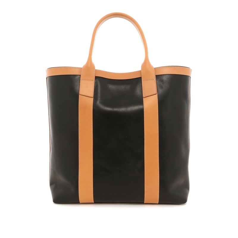 Tall Tote - Black/Natural - Smooth Leather - Forest Green Sunbrella
 in 