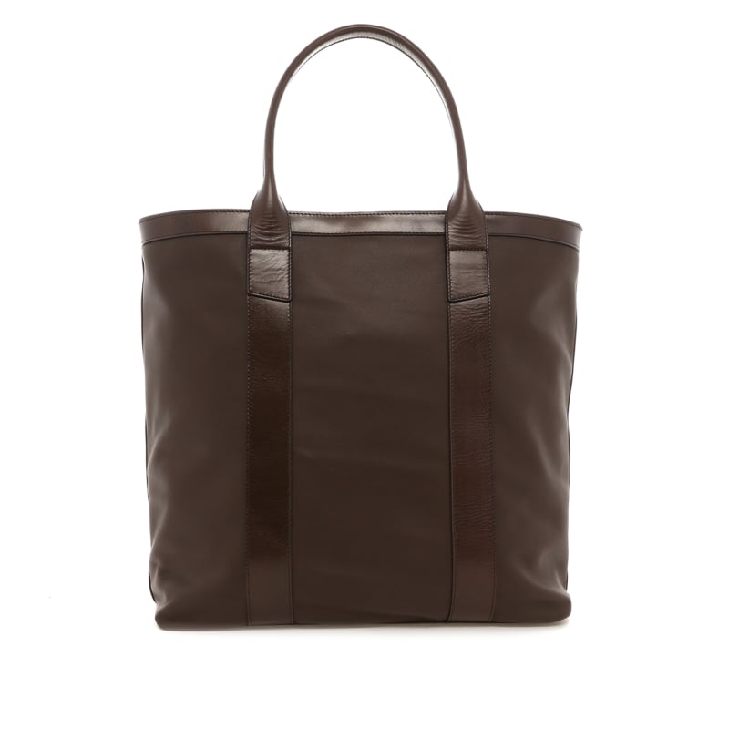 Tall Tote - Chocolate Brown/Chocolate Glaze - Nappa Leather  - Burgundy Sunbrella
 in 