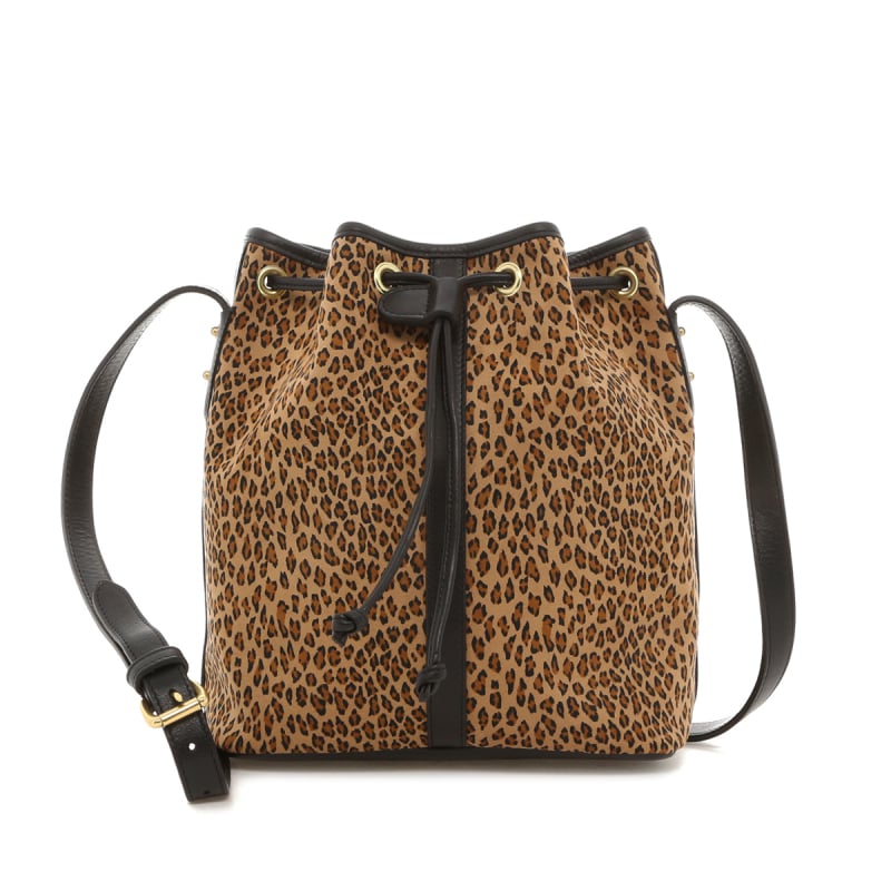 Bucket Bag - Cheetah Microfiber/Black - Linen Tweed Sunbrella in 