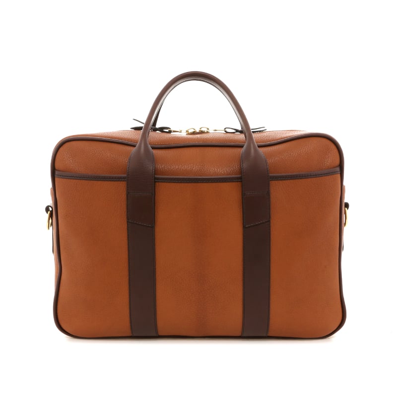 Commuter Briefcase - Camel/Chocolate - Goatskin in 