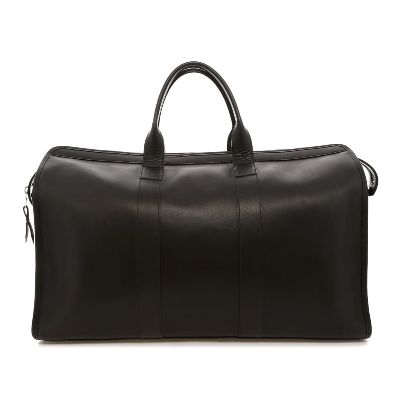Compass Duffle - Black - Tumbled Leather - Pacific Blue Sunbrella  in 