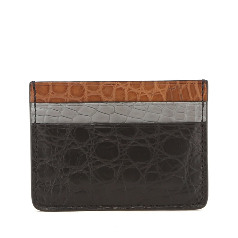Double Card Case - Black-Serpentine-Cigar - Alligator in 