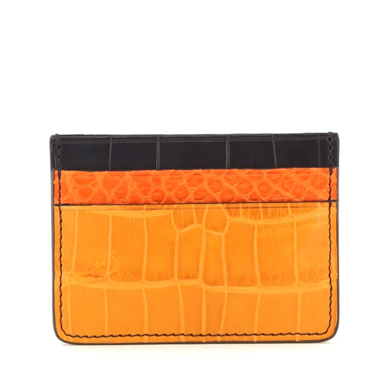 Double Card Case - Buttercup-Orange-Navy - Alligator in 