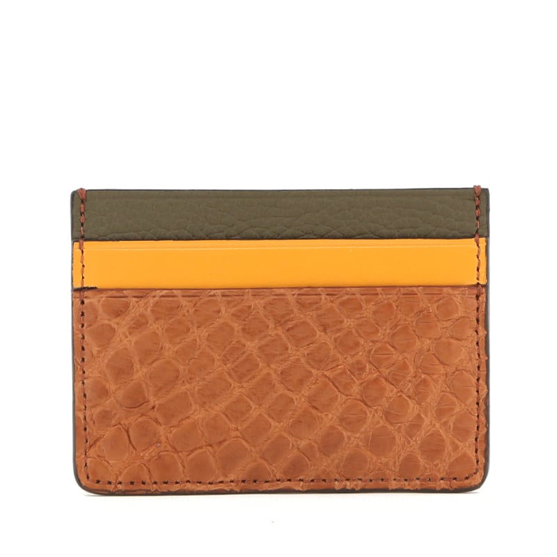 Double Card Case - Cognac-Buttercup Calf-Forest Lagun - Alligator in 