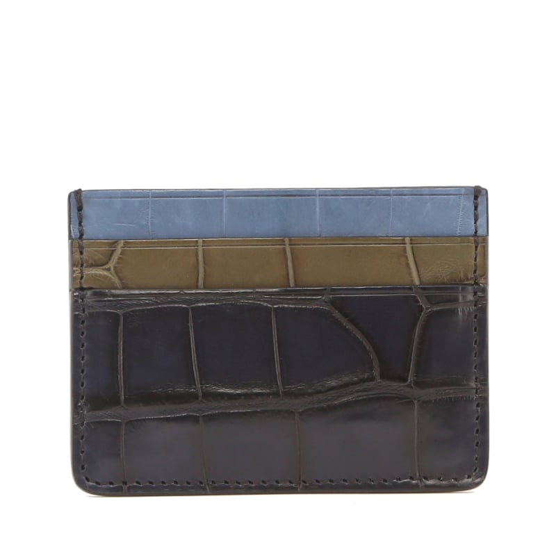 Double Card Case - Navy-Loden-Denim - Alligator in 