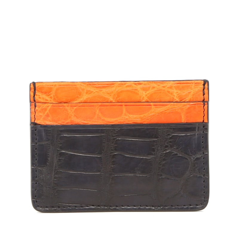 Double Card Case - Navy-Orange - Alligator in 