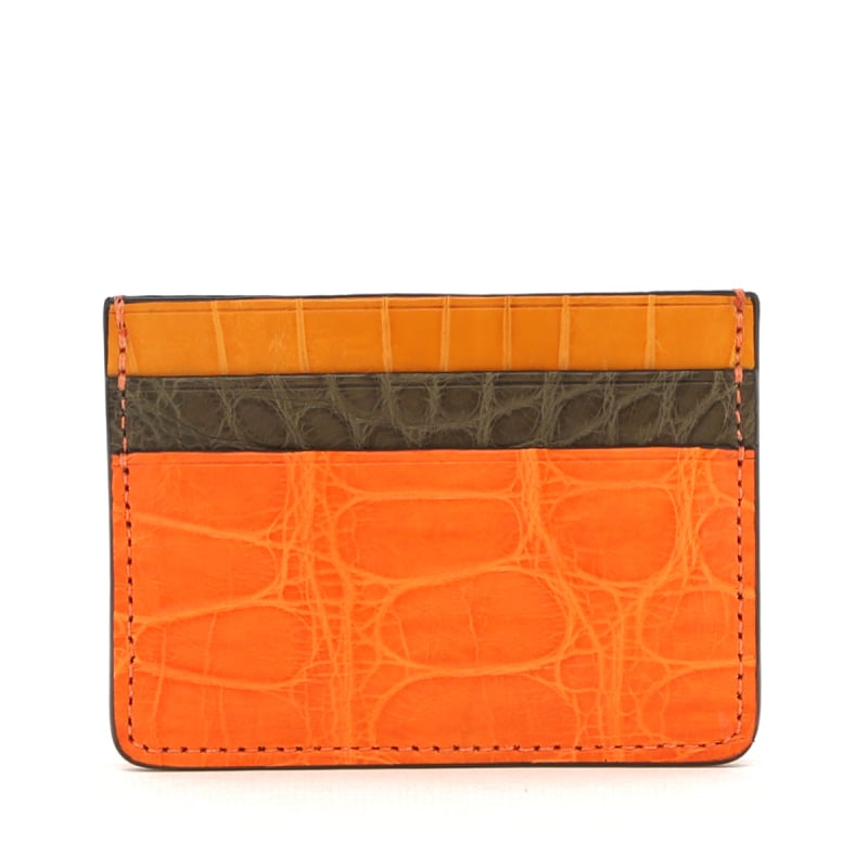 Double Card Case - Orange-Loden-Buttercup - Alligator in 