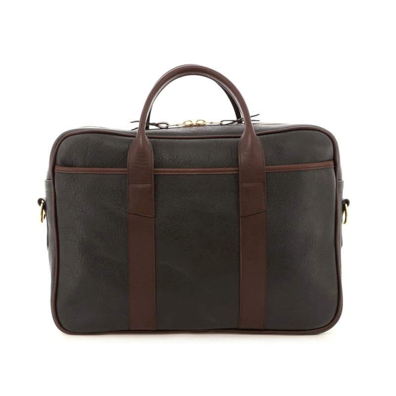 Commuter Briefcase - Shale/Chocolate - Tumbled Leather in 