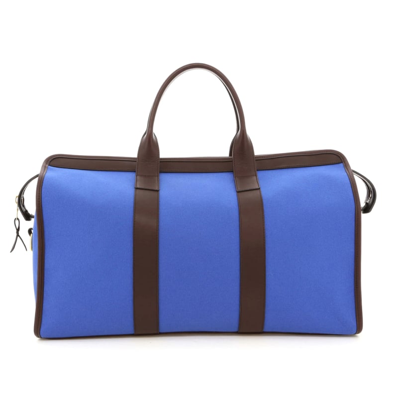 Signature Travel Duffle - Regatta Blue Canvas / Chocolate Tumbled - Orange Sunbrella in 