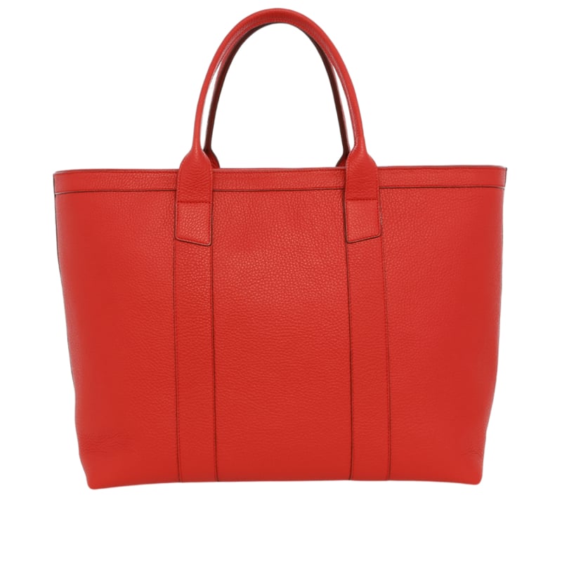 Signature Working Tote - Red - Pebbled Tumbled Leather - Zipper Closure - Red Sunbrella in 