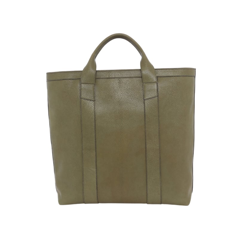 Tall Tote - Mint - Goatskin - Zipper Closure - Charcoal Sunbrella - 4