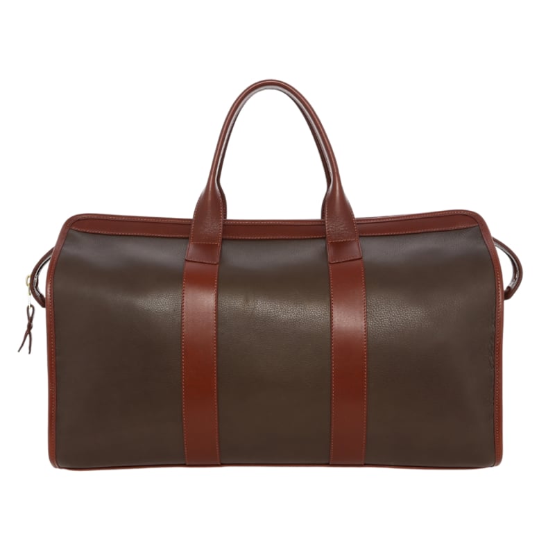 Signature Travel Duffle - Climbing Ivy/Chestnut - Pebbled Leather - Mediterranean Blue Sunbrella in 
