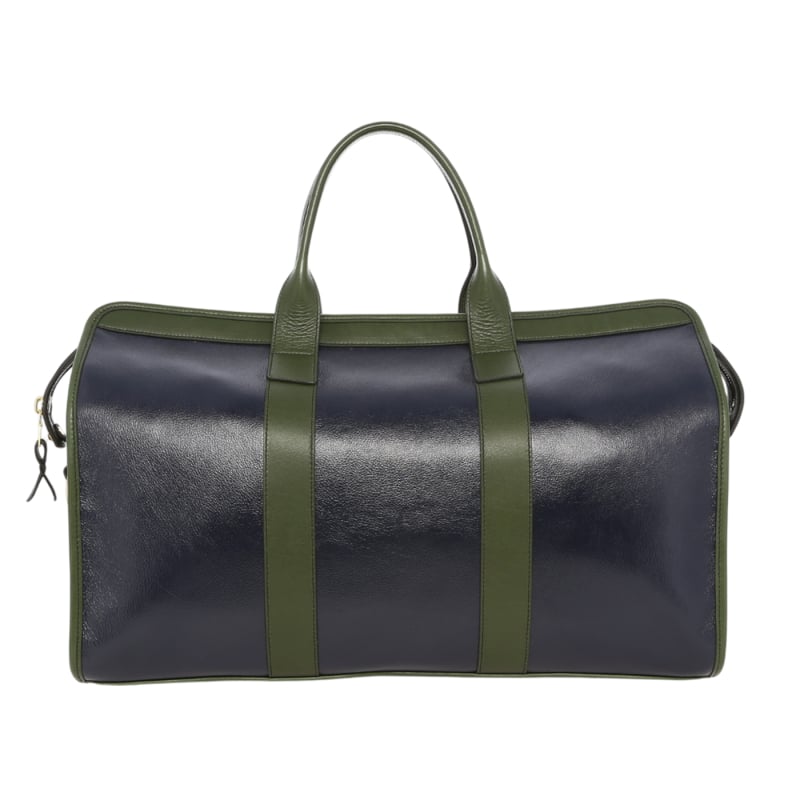 Signature Travel Duffle - Patroit Blue/Green - Smooth Pebbled Leather - Charcoal Sunbrella in 