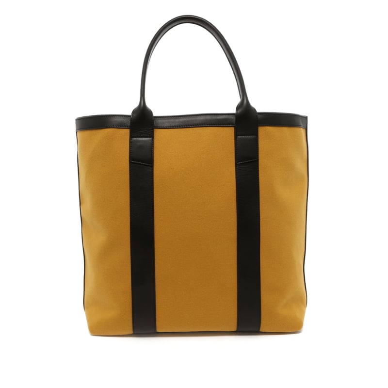 Tall Tote - Ochre Felt / Black Leather Trim - Black Sunbrella Interior in 