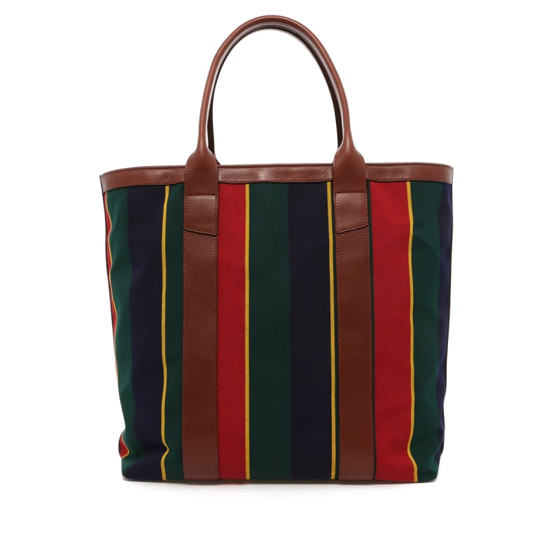 Tall Tote - Regimental/Chestnut Trim - Sunbrella - Zip-Top Closure in 