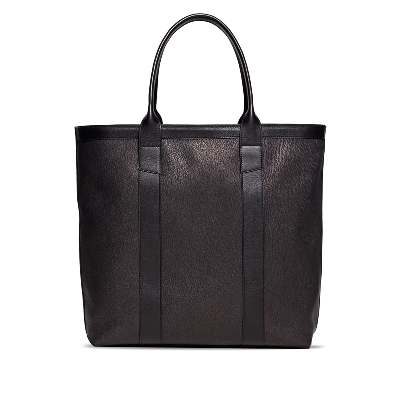 Chèvre Tall Tote -Black in goat skin