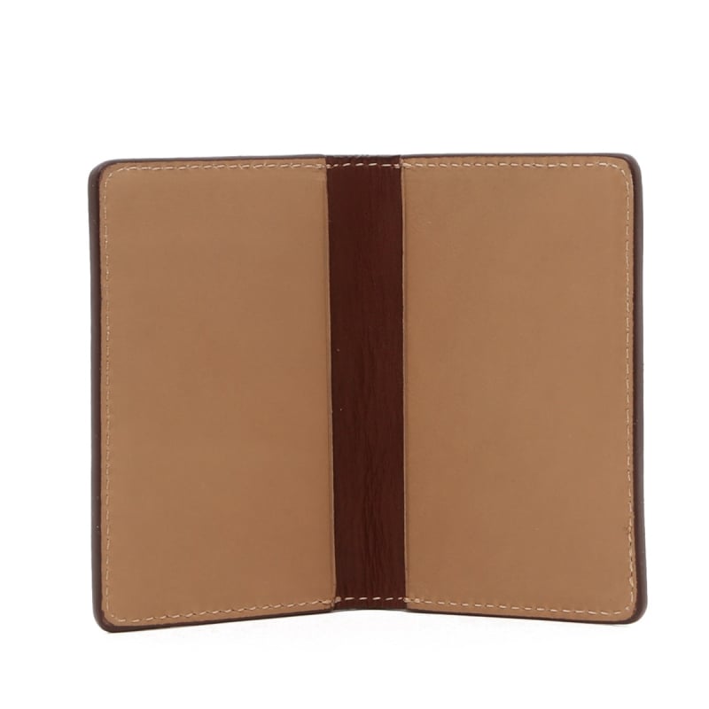 Folding Card Case - Taupe / Chestnut - Tumbled Leather  in 