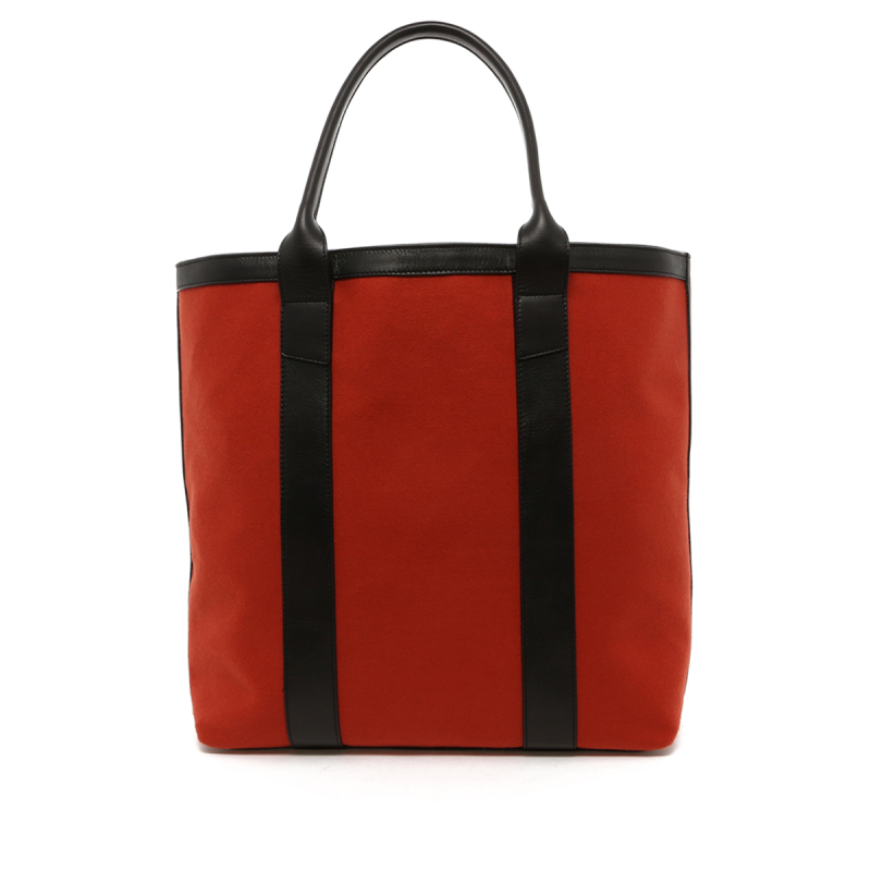 Tall Tote - Terracotta Felt / Black Leather Trim - Grey Cordura Interior in 