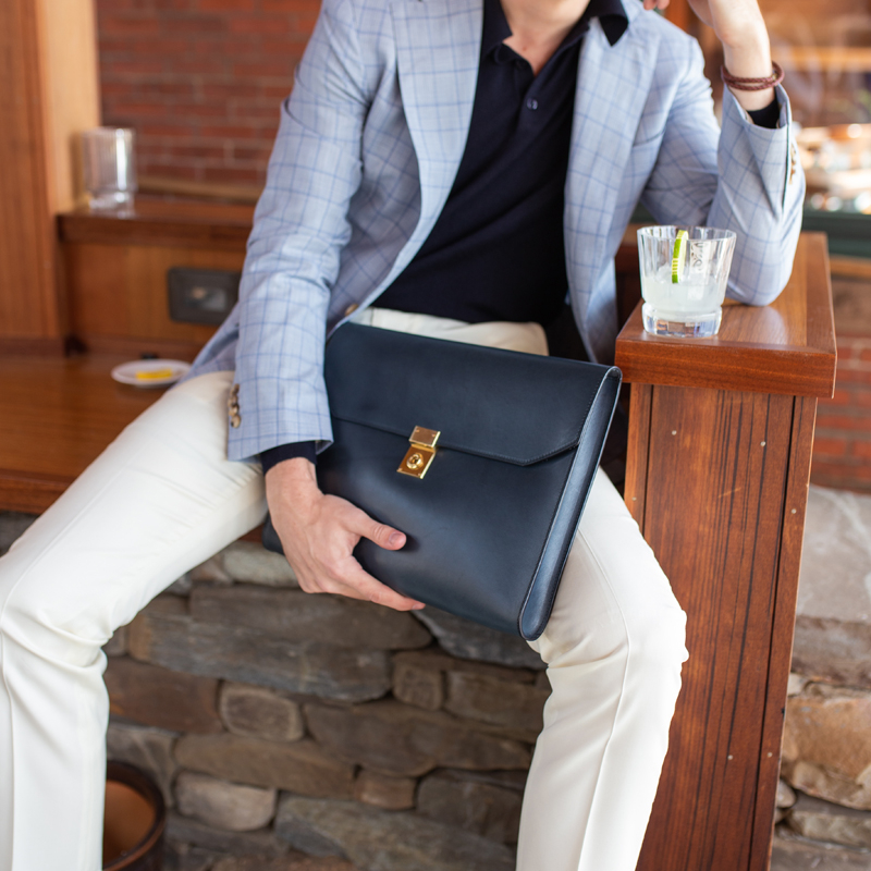 Locking Wrap Portfolio in harness belting leather